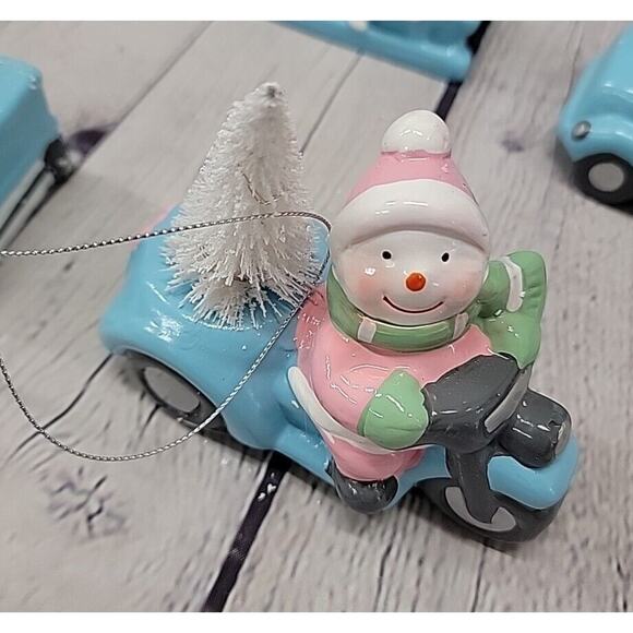 Set Of 5 Illuminated Pastel Christmas Ornaments W/ Gifts Valerie Parr Hill NIB! - Picture 3 of 11